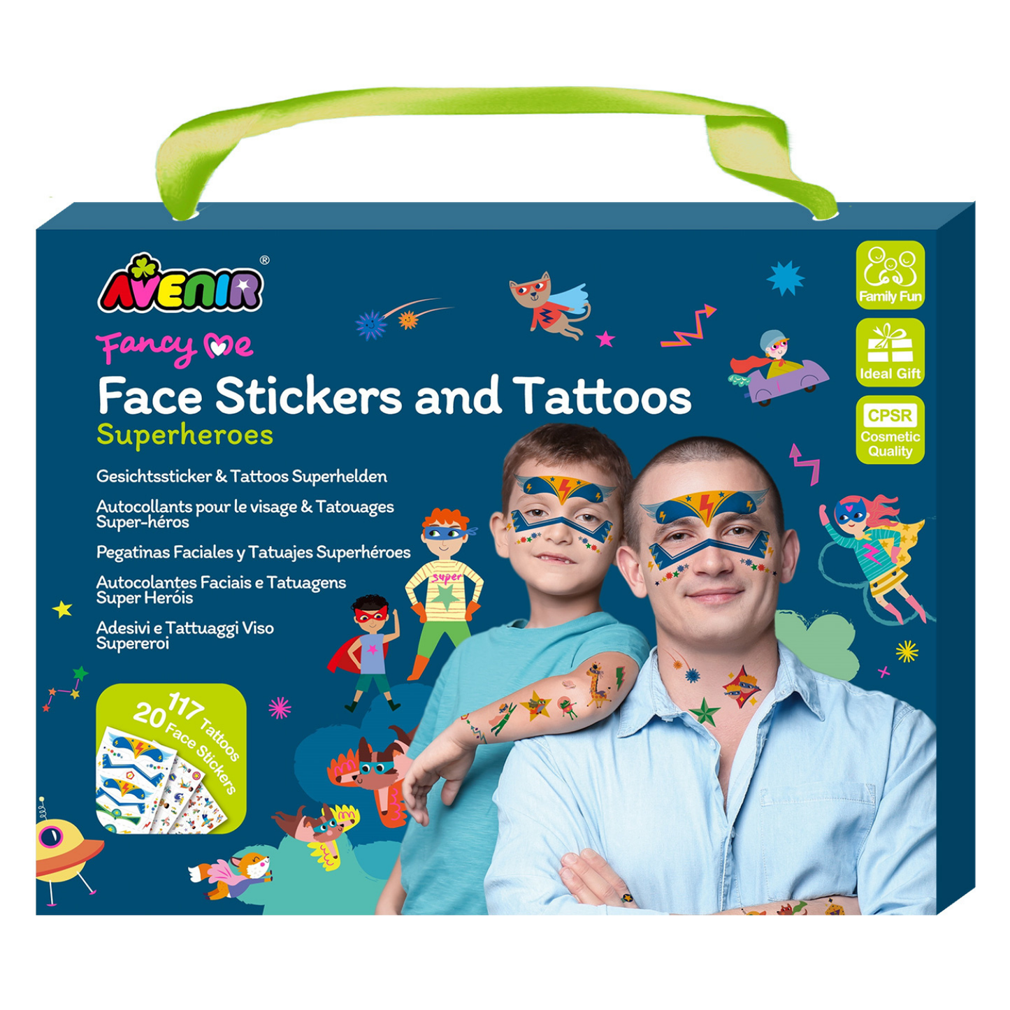 Set de stickers faciales y tatuajes temporales modelo superhéroes 137 piezas