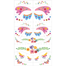 Set de stickers faciales y tatuajes temporales modelo jardín de fantasía 137 piezas
