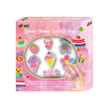 Set de 07 anillos brillantes modelo dulces delicias