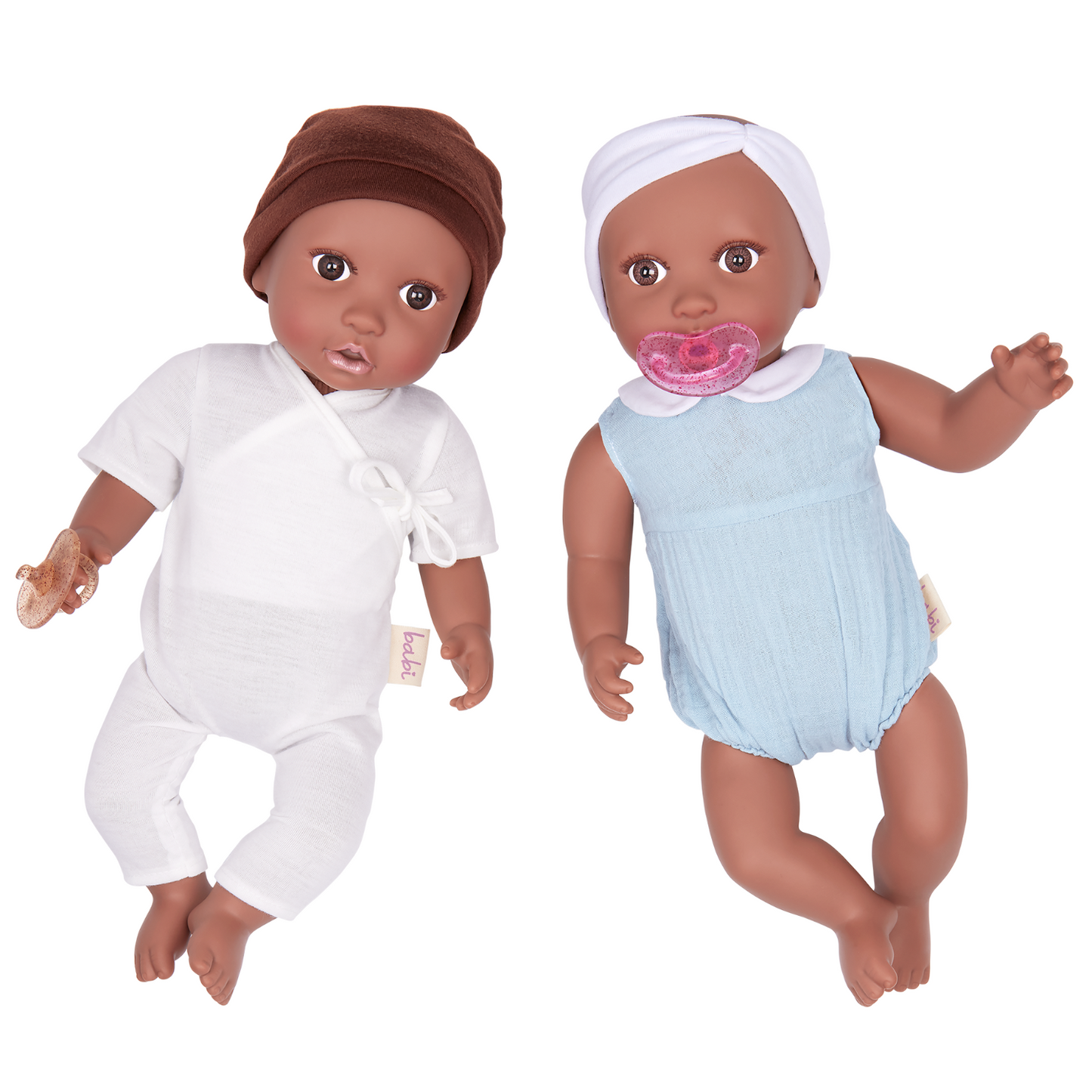 Muñecos bebés mellizos modelo #2 ojos marrones