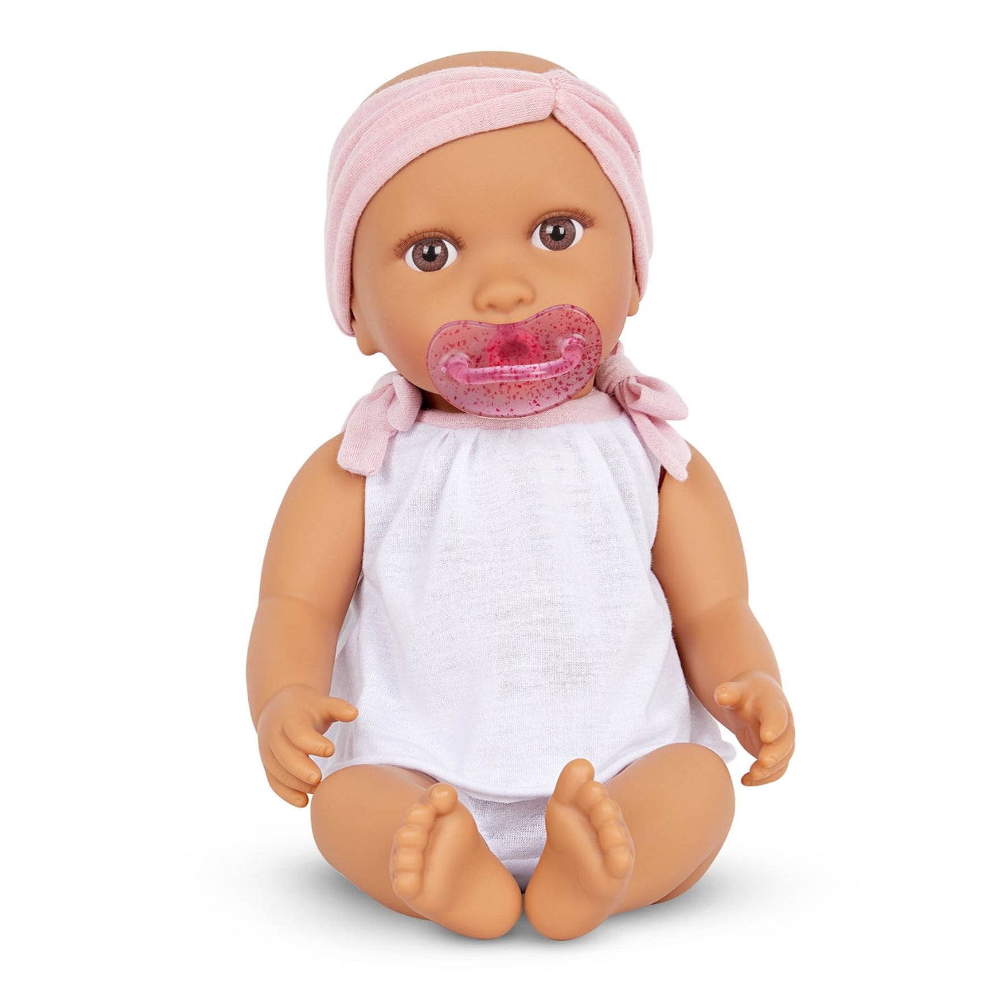 Muñeco bebé con vincha rosa y lazos rosas - modelo #2 nuevo