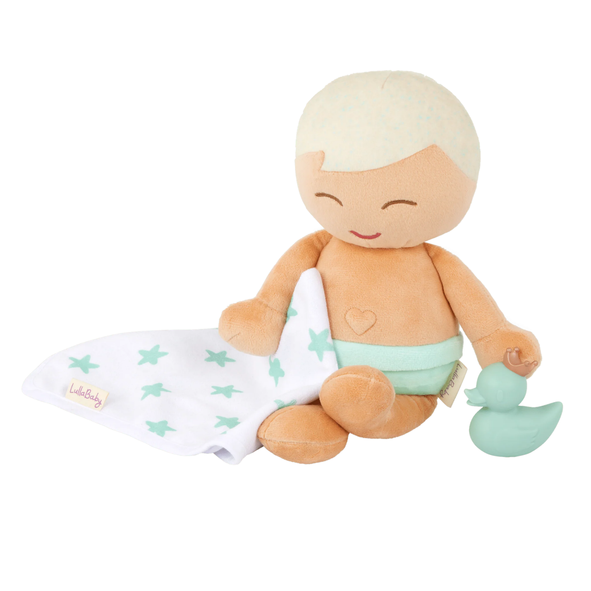 Muñeco niño textil para tina pelo rubio modelo #1 Lullababy
