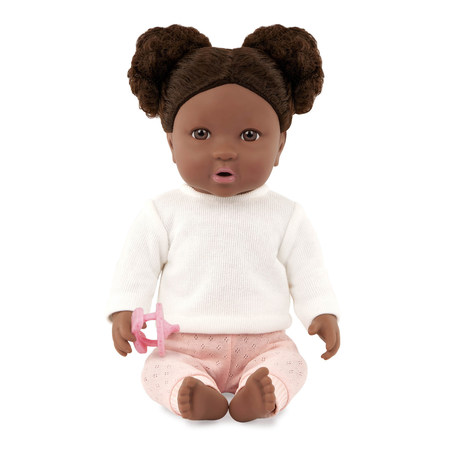 Muñeca niña con pelo negro y polo blanco Lullababy