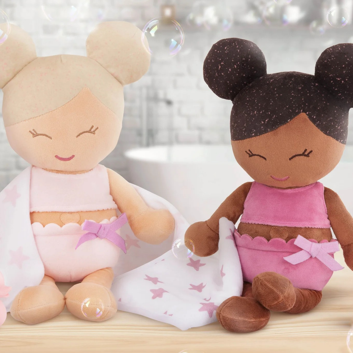 Muñeca niña textil para tina pelo marron modelo #2 Lullababy Nuevo