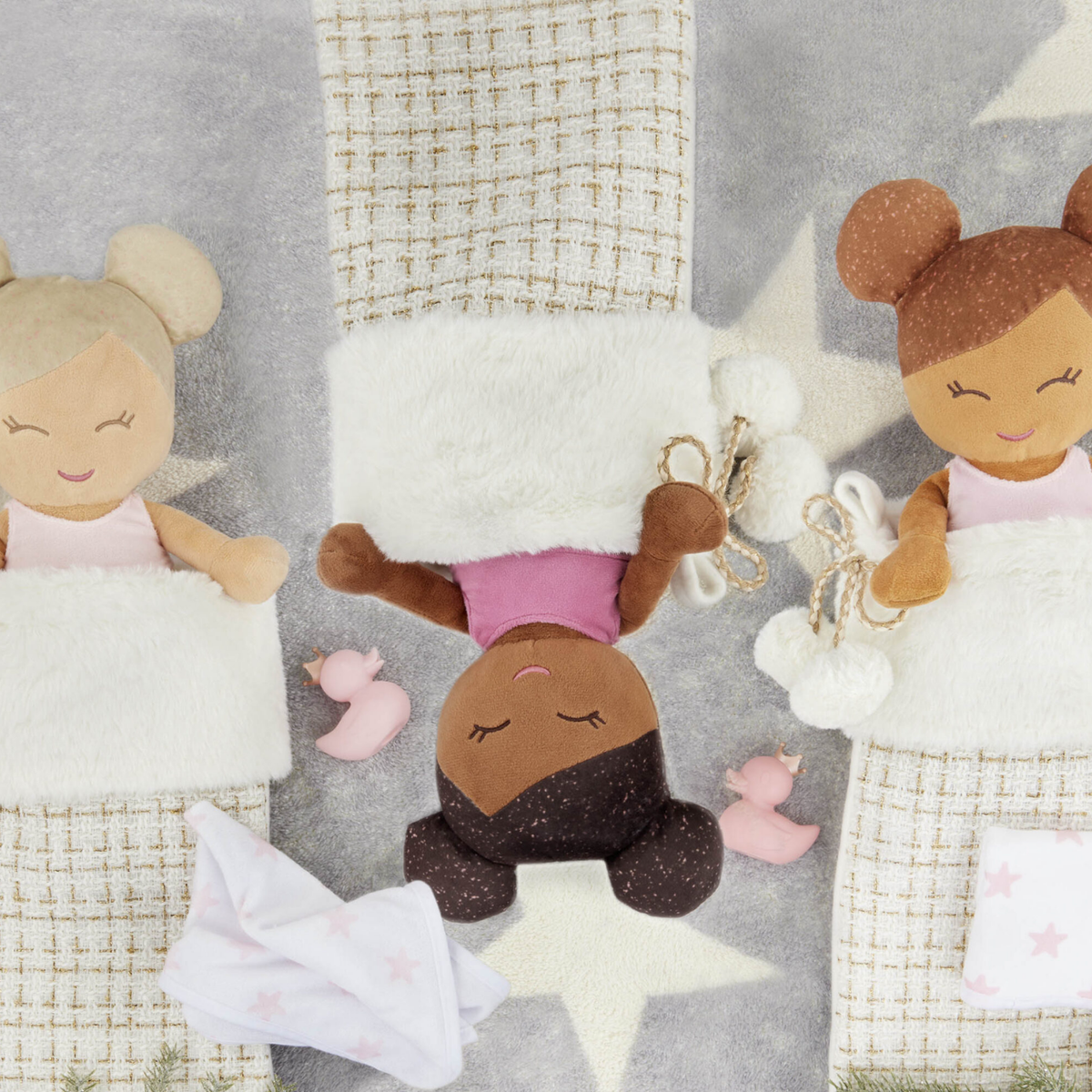 Muñeca niña textil para tina pelo marron modelo #2 Lullababy Nuevo