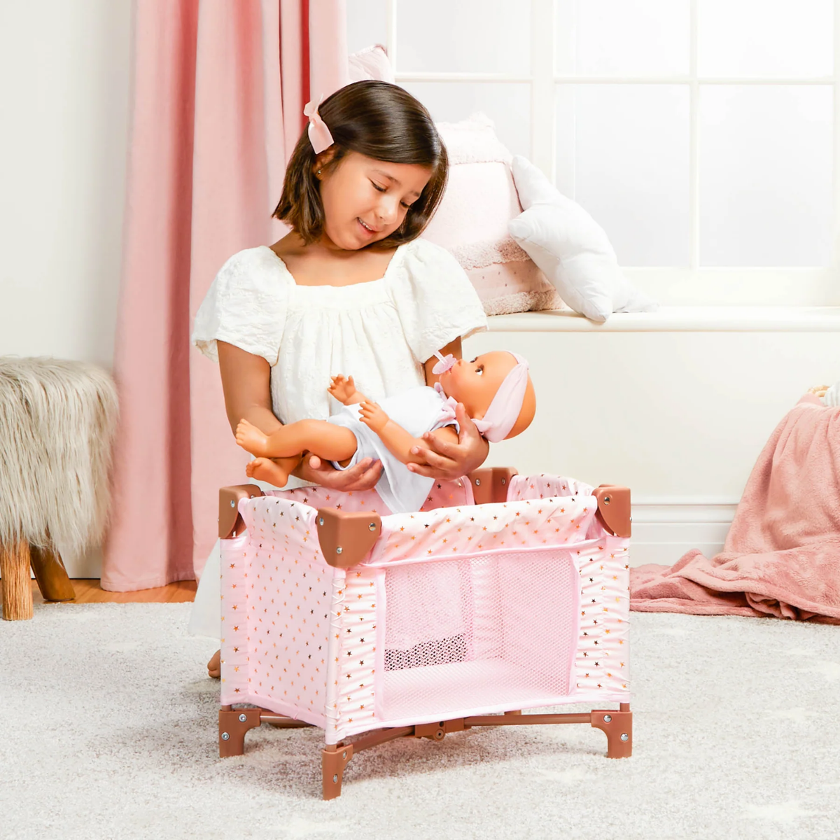 Cuna plegable para muñecos modelo estrellas