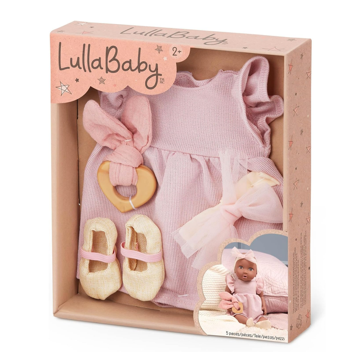 Outfit vestido rosa para muñecas Lullababy