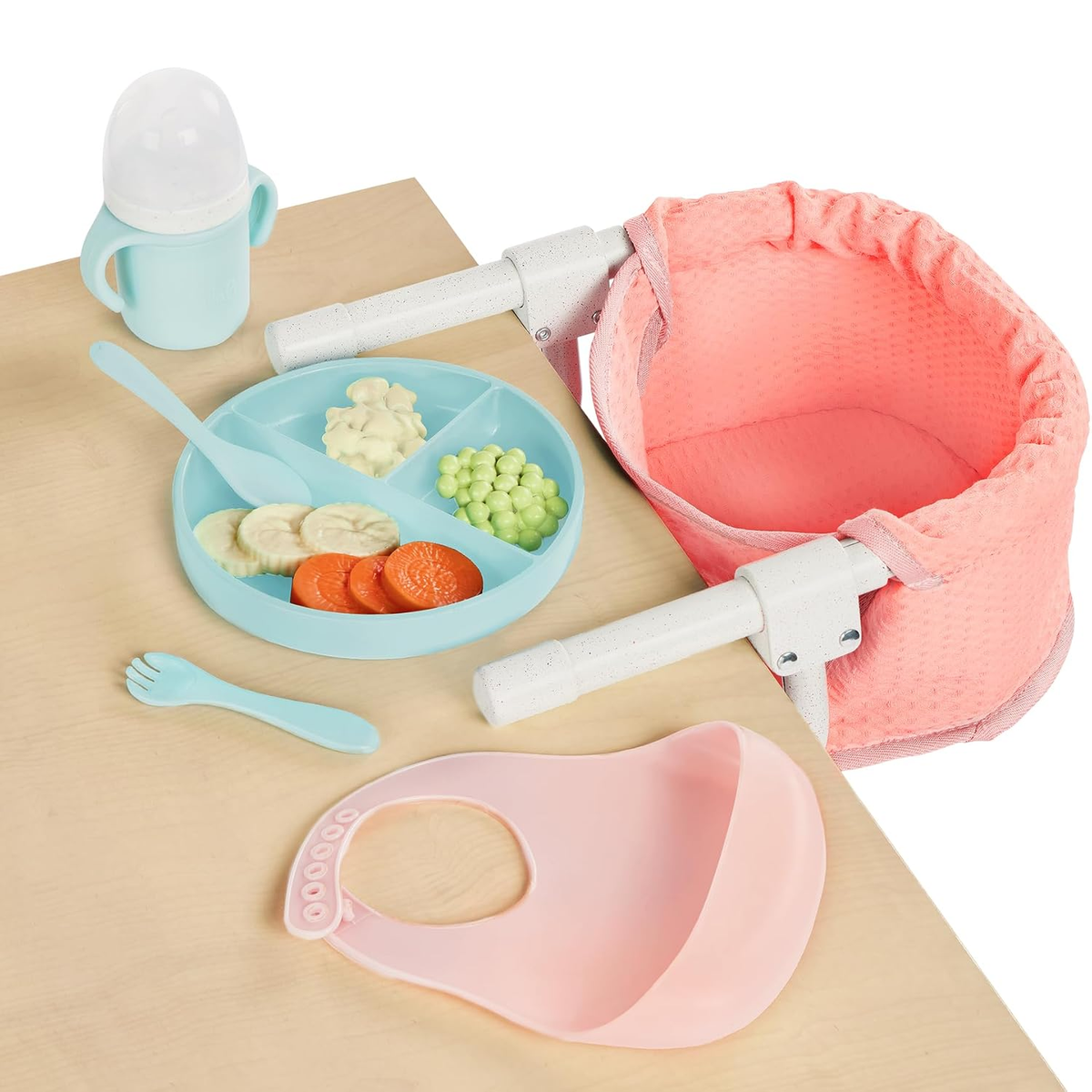 Silla de alimentación para muñecos con accesorios
