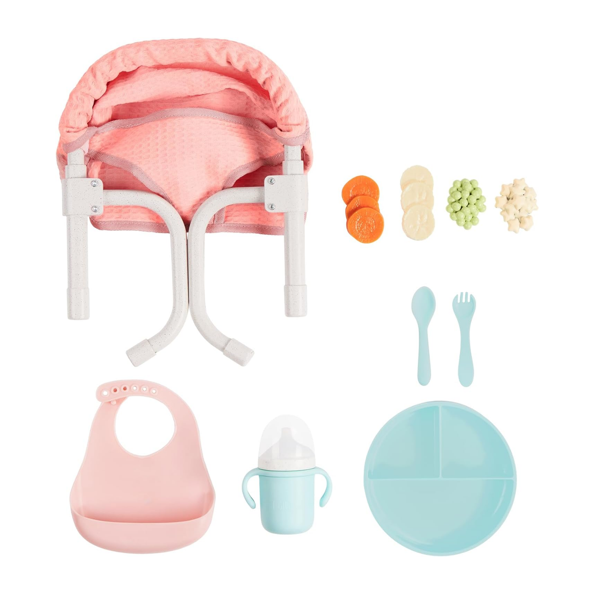 Silla de alimentación para muñecos con accesorios
