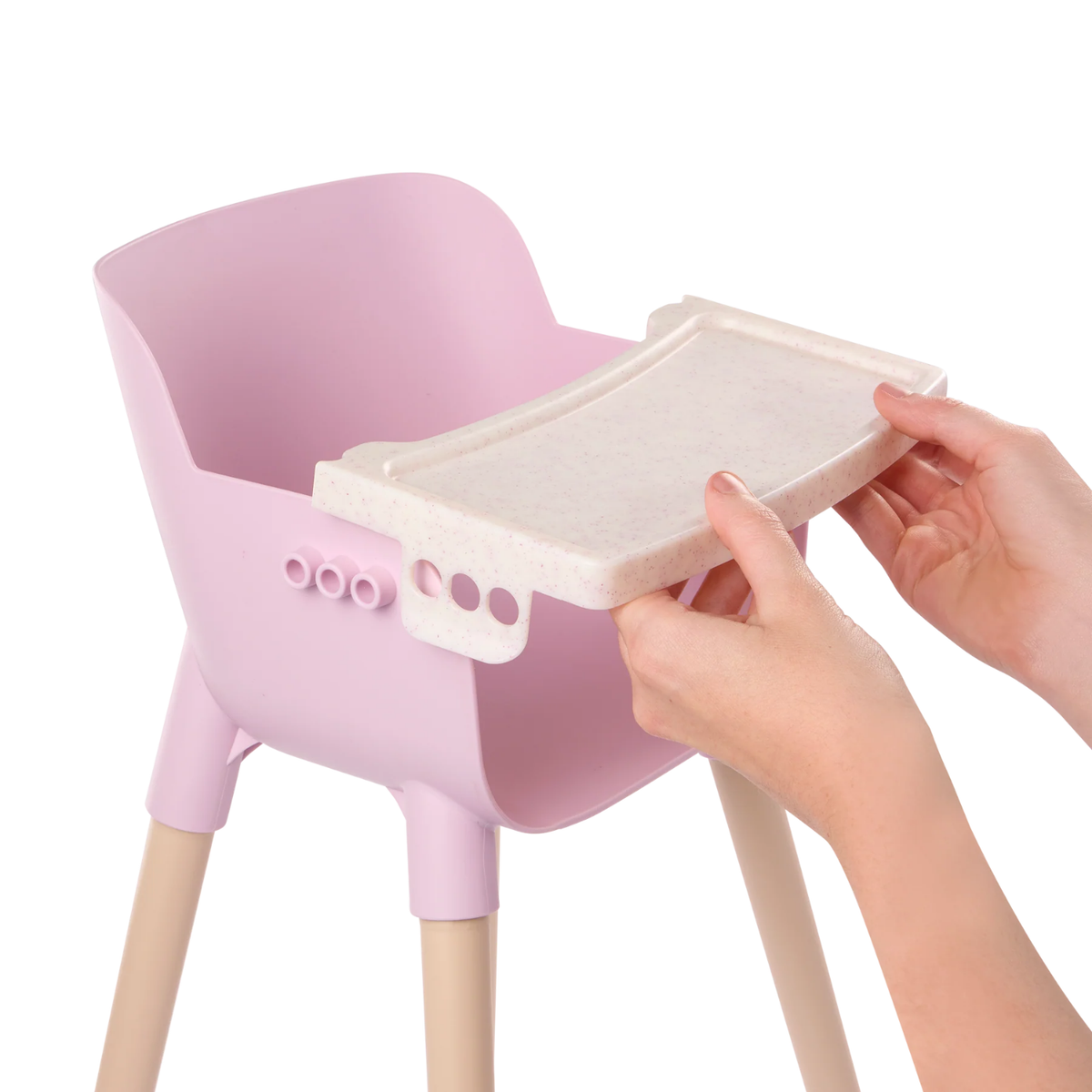 Silla de comer rosa para muñecos