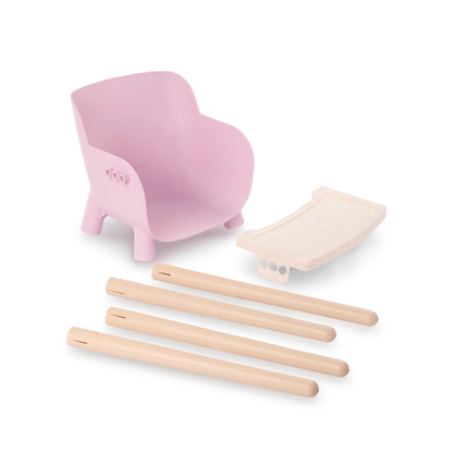 Silla de comer rosa para muñecos