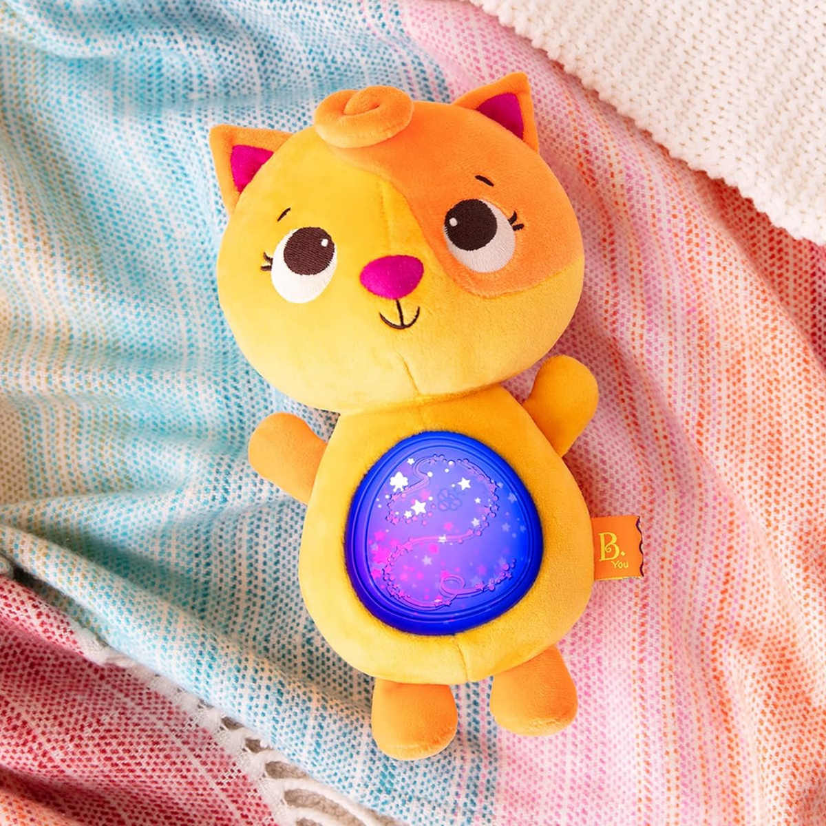 Gato de peluche musical con luces relajantes