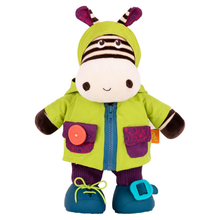 Cebra de peluche para aprender a vestirse