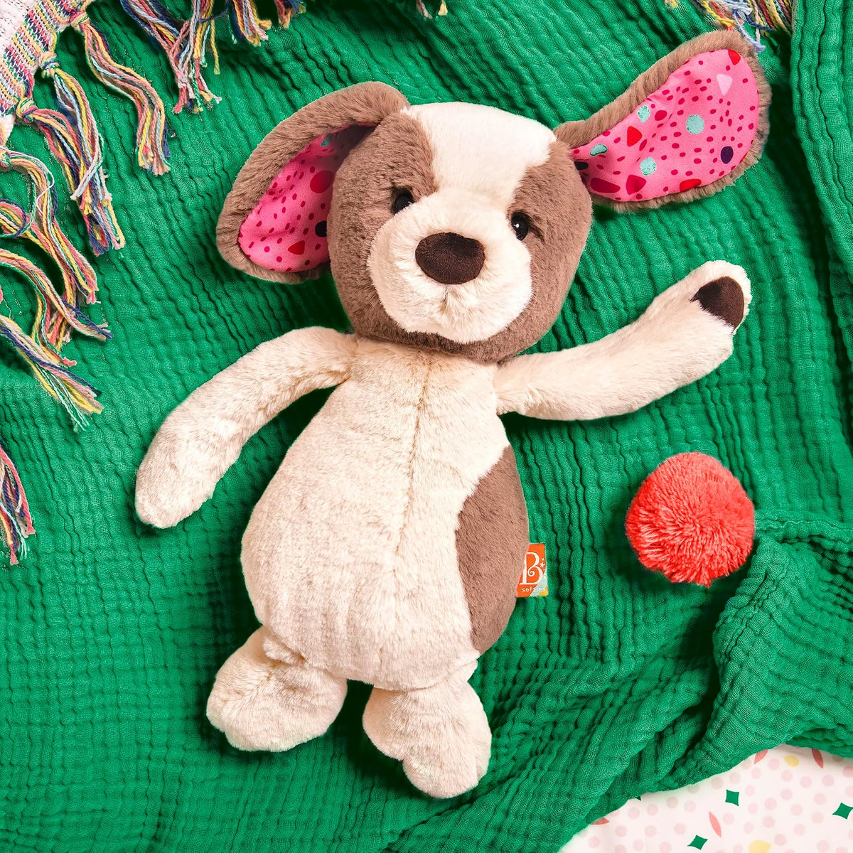 Peluche perro clásico crema y marrón