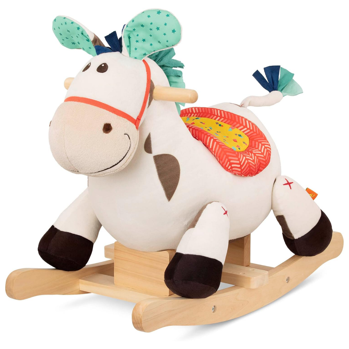 Mecedora de madera y textil modelo caballo