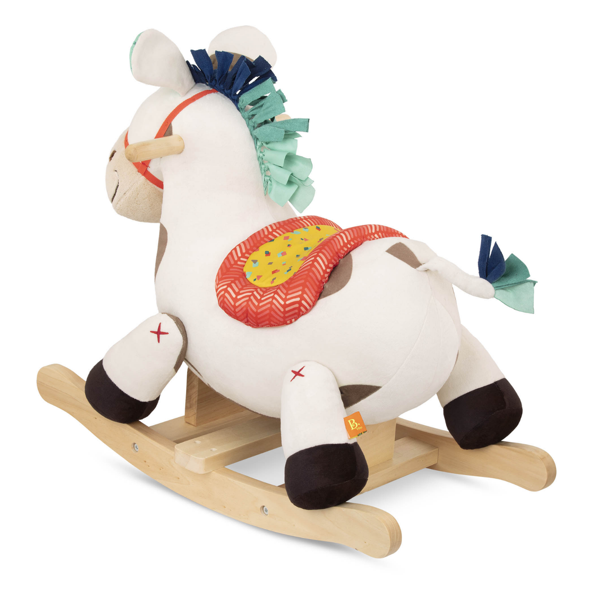 Mecedora de madera y textil modelo caballo