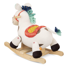 Mecedora de madera y textil modelo caballo