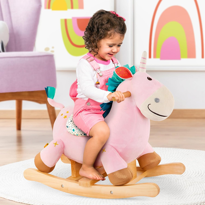 Mecedora de madera y textil modelo unicornio