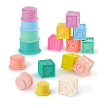 Set sensorial de bloques y vasitos apilables 17 piezas