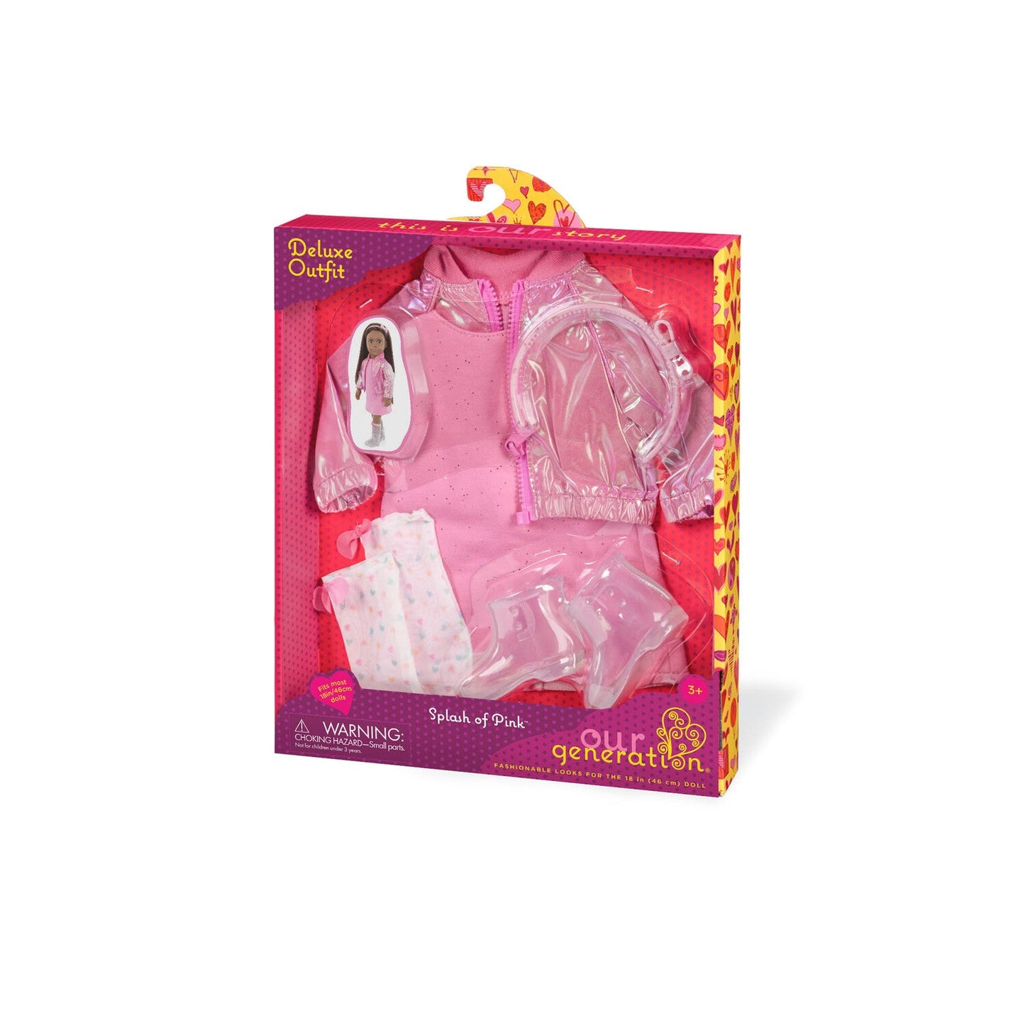 Outfit deluxe rosa con casaca brillante