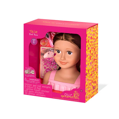 Cabeza de muñeca para peinar Talia con accesorios