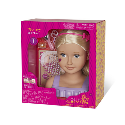 Cabeza de muñeca para peinar Trista con accesorios 08 piezas