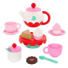 Set de té musical rosa y rojo 18 piezas
