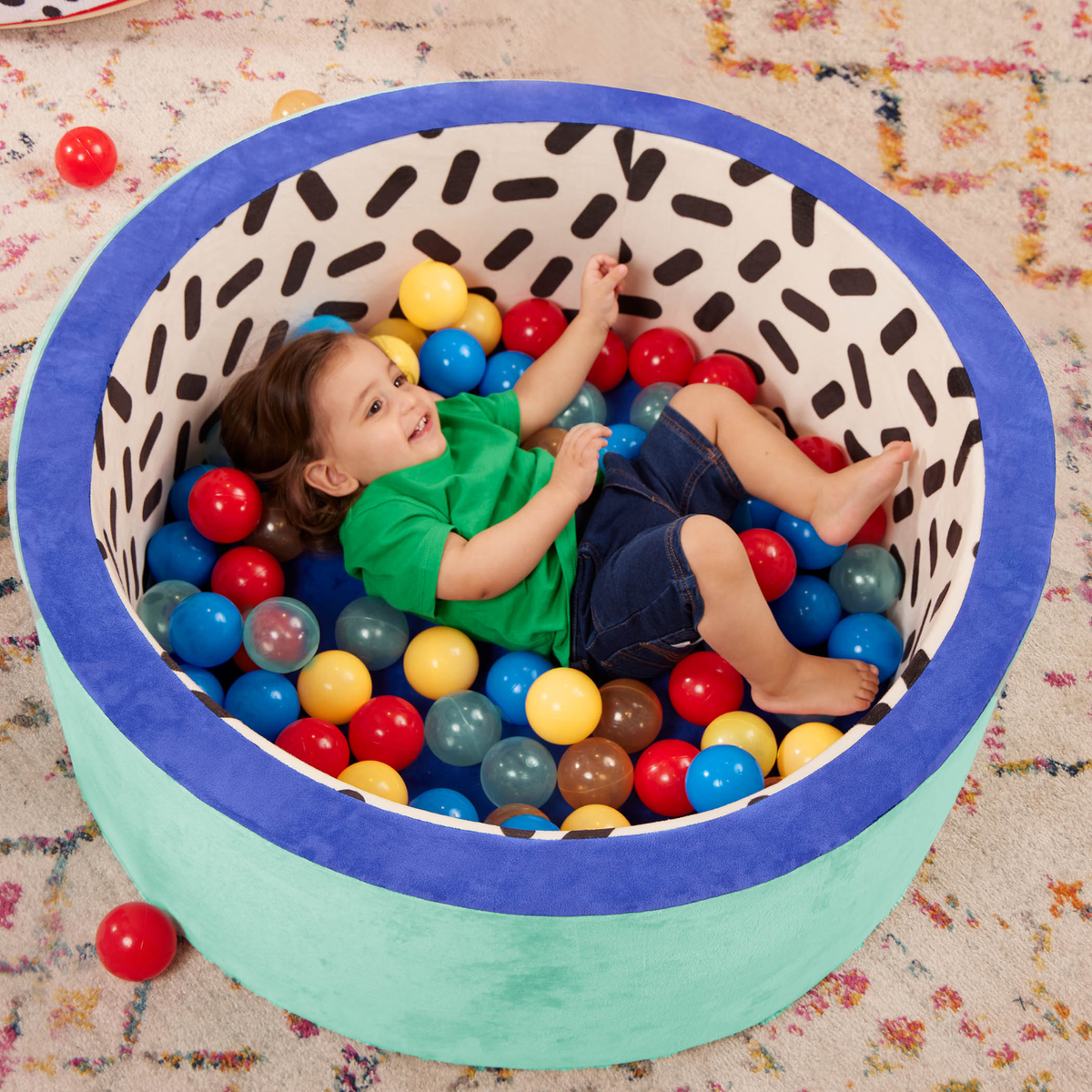 Piscina de pelotas de espuma con memoria suave turquesa