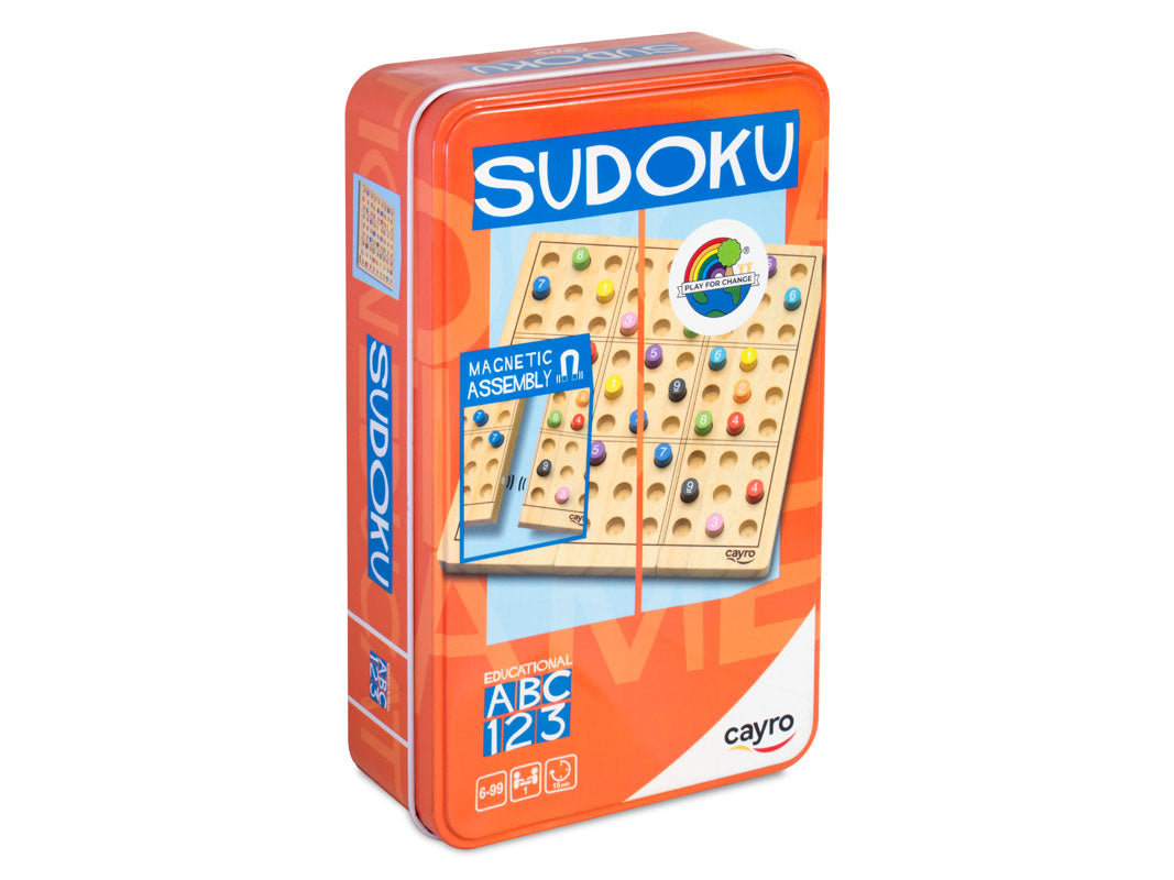 Sudoku de madera en caja de metal Travel Size