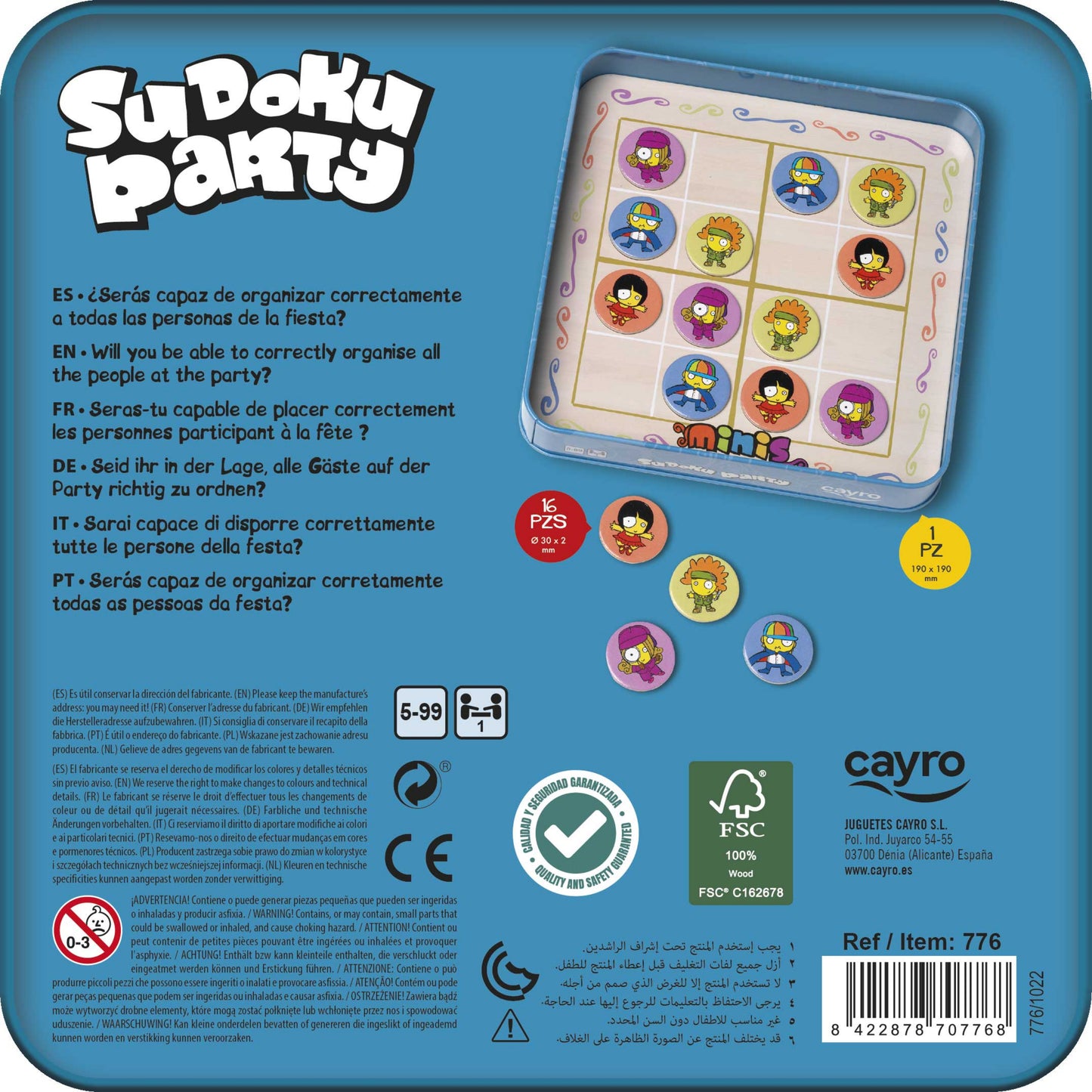 Juego Sudoku party magnético en caja de metal Travel Size
