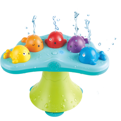 Fuente de agua musical de ballenas para baño