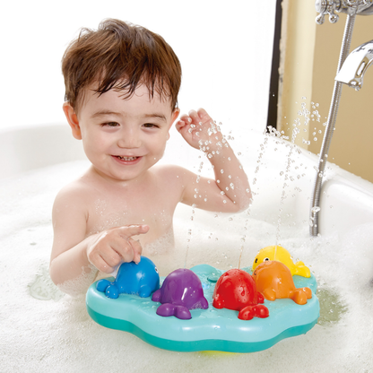 Fuente de agua musical de ballenas para baño