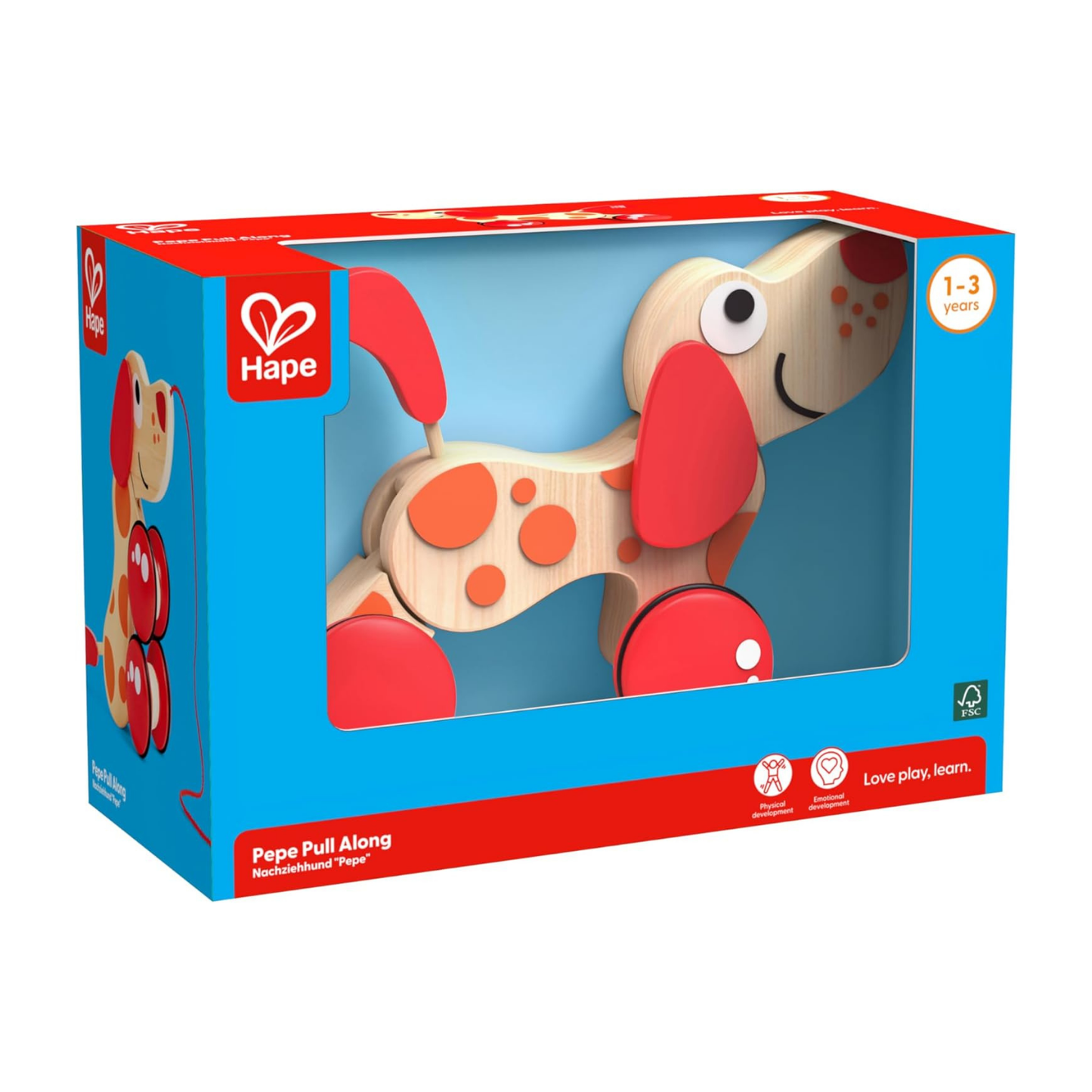 Perrito Pepe de arrastre de madera