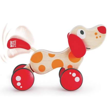 Perrito Pepe de arrastre de madera