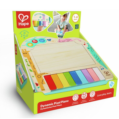 Piano dinámico de píxeles interactivo de madera