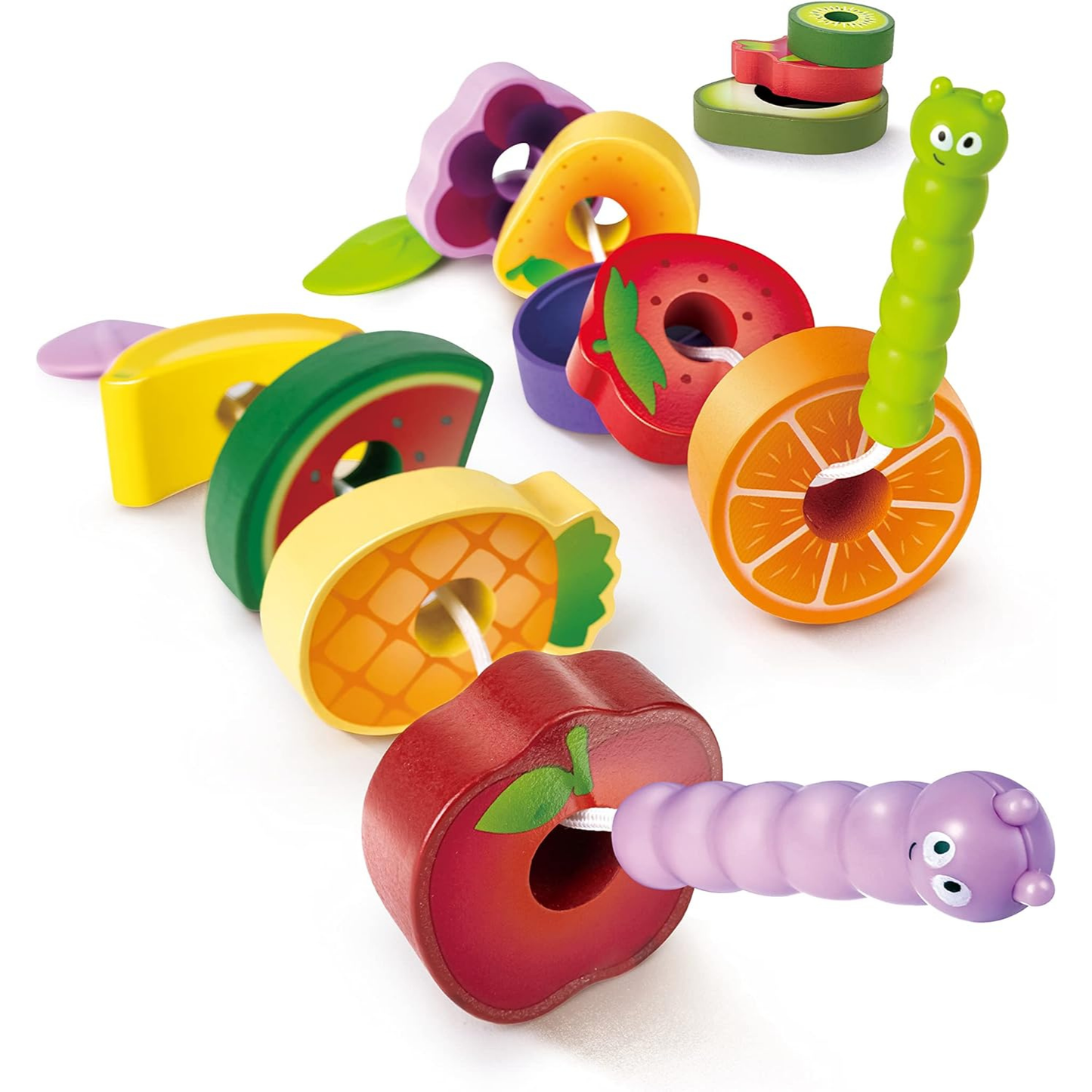 Cuentas de encaje de madera para ensartar modelo frutas 15 piezas
