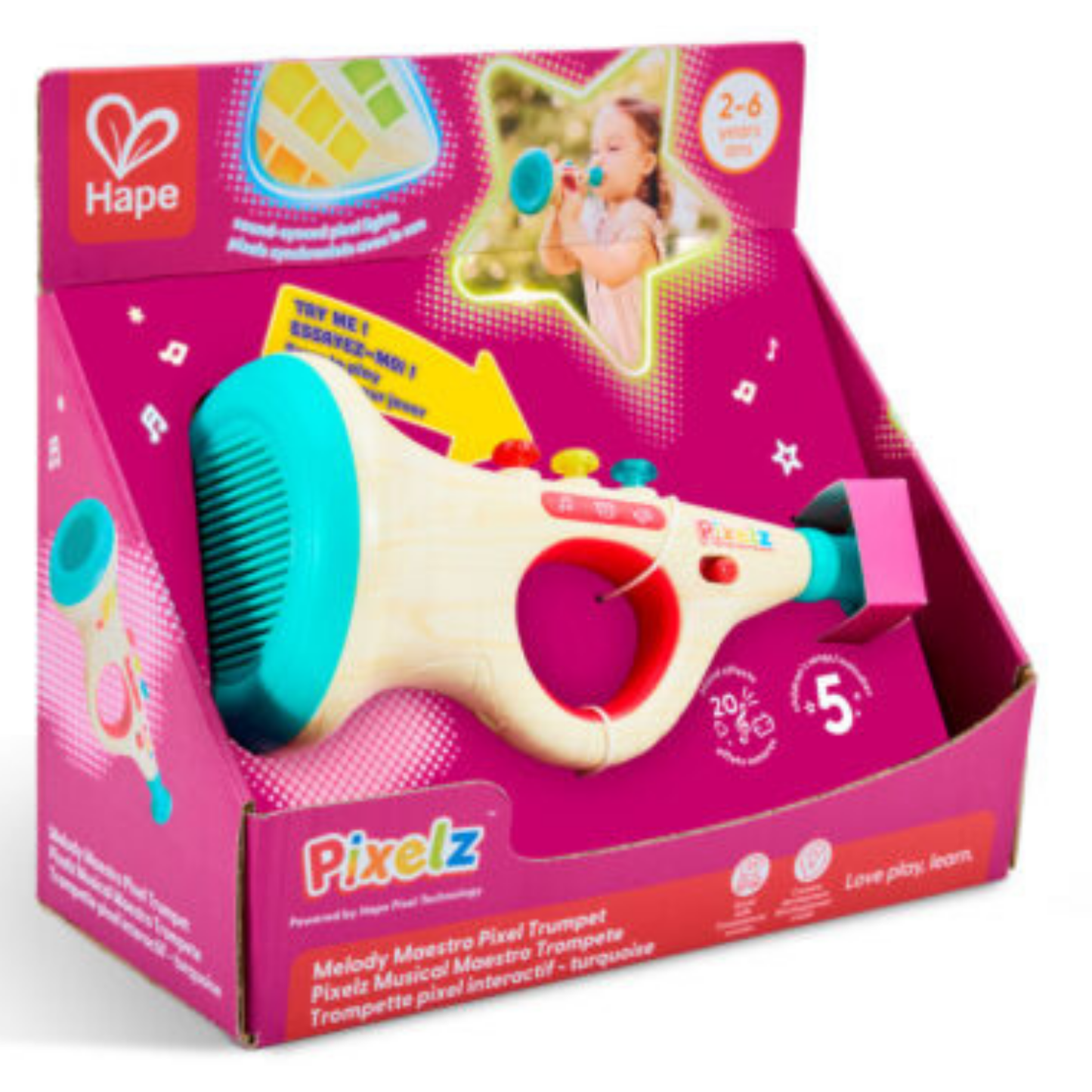 Trompeta interactiva de madera Pixelz Play Essentials