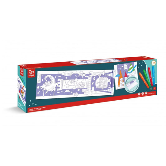 Rollo de papel continuo para colorear modelo castillo con marcadores