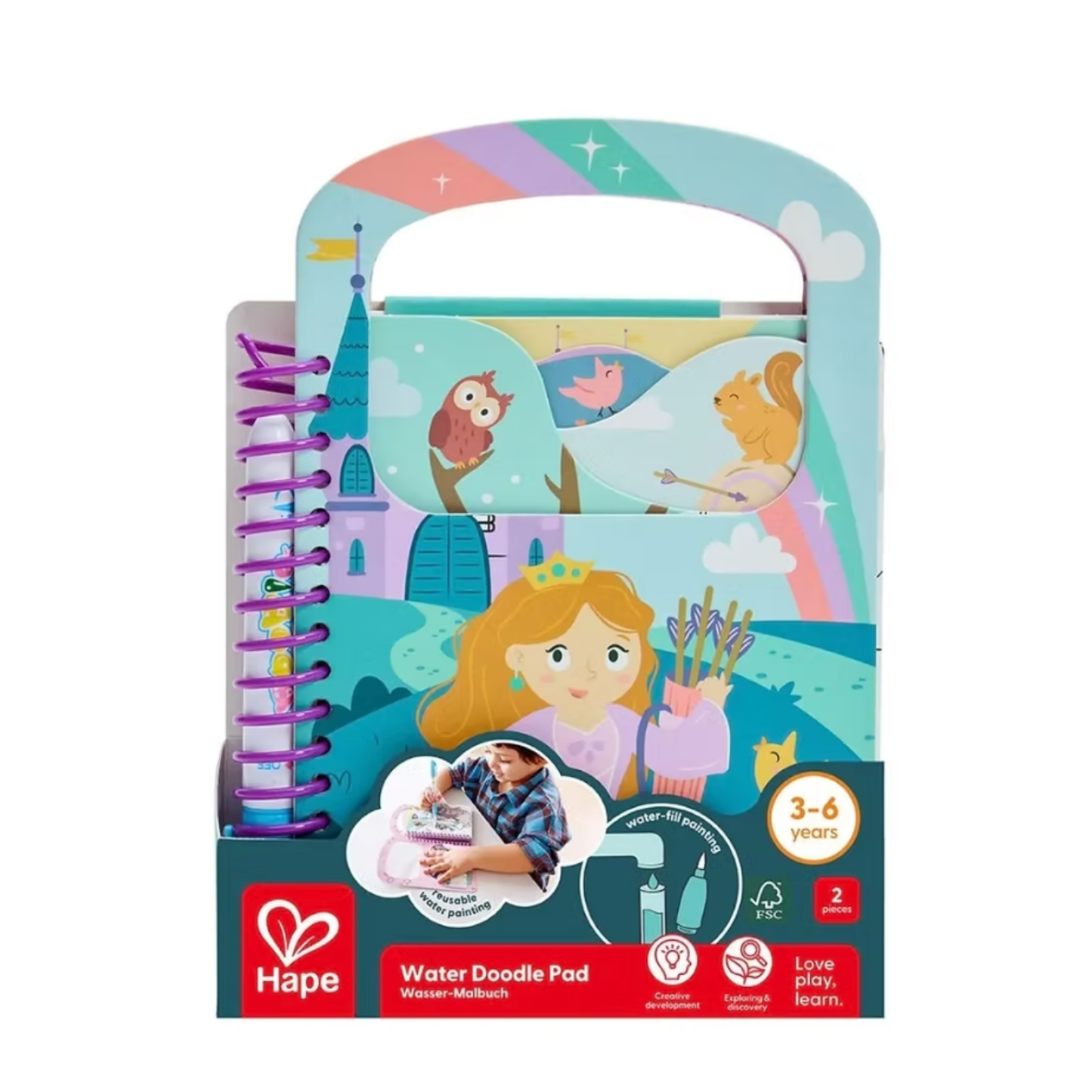 Libro para pintar con agua dinosaurio/princesa/unicornio - unidad con modelo aleatorio