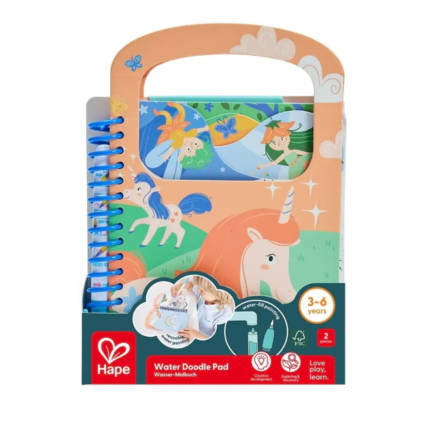 Libro para pintar con agua dinosaurio/princesa/unicornio - unidad con modelo aleatorio