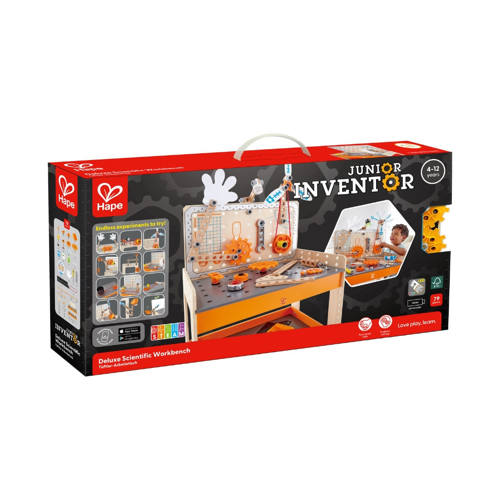 Mesa de herramientas de madera deluxe Junior Inventor con sonido 79 piezas