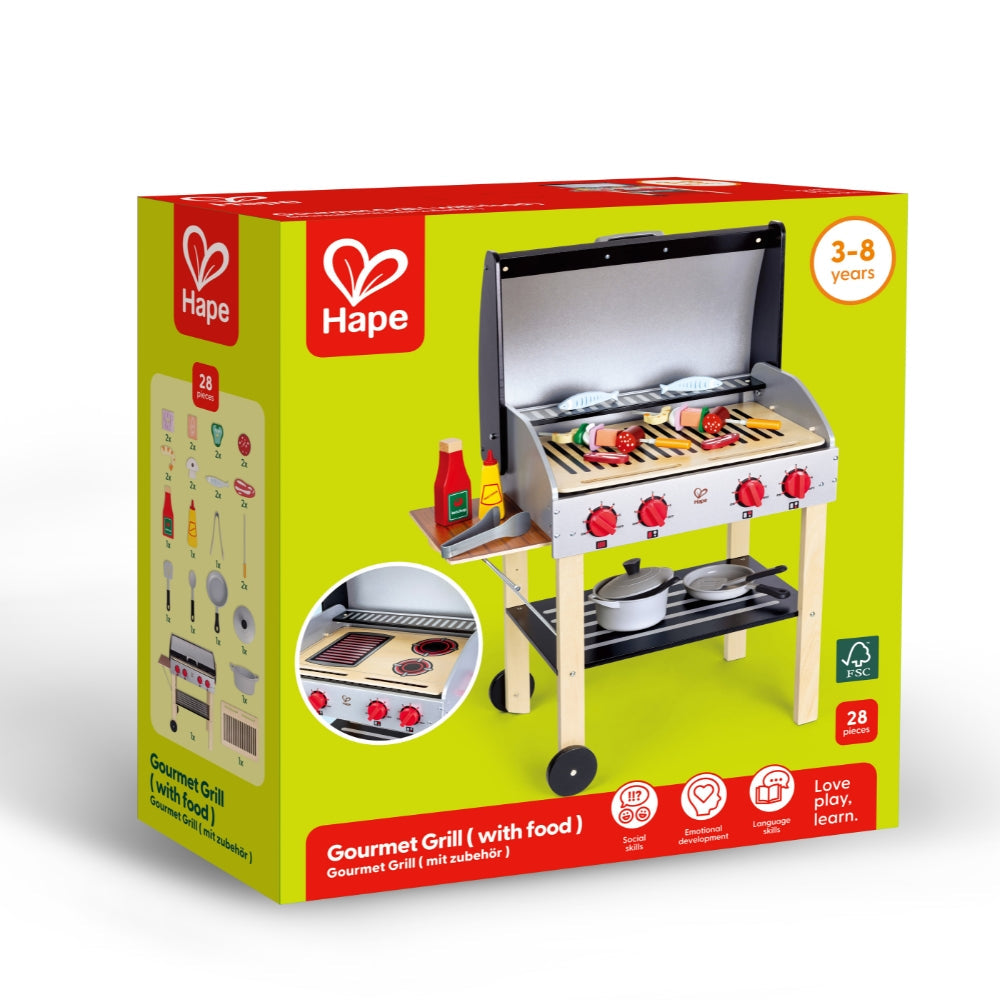 Parrilla BBQ gourmet de madera con accesorios 22 piezas Play Essentials