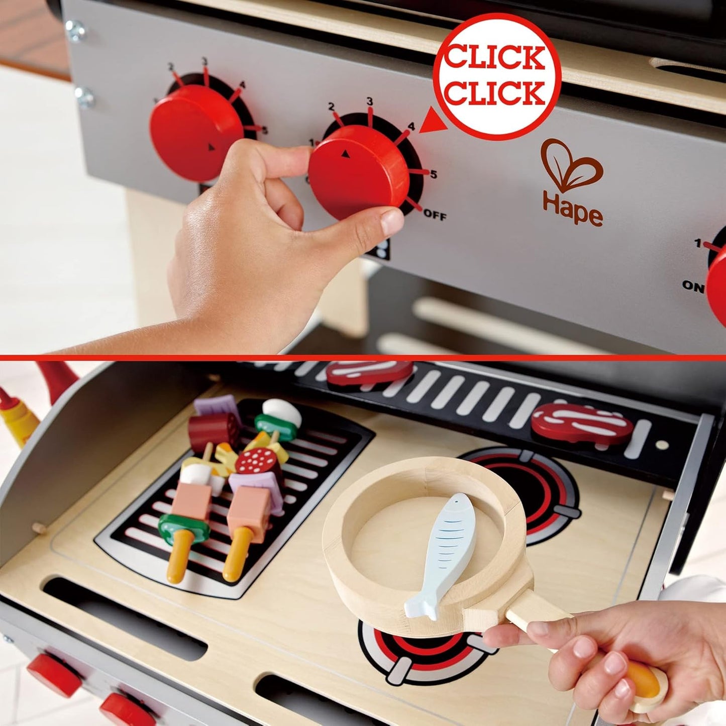 Parrilla BBQ gourmet de madera con accesorios 22 piezas Play Essentials