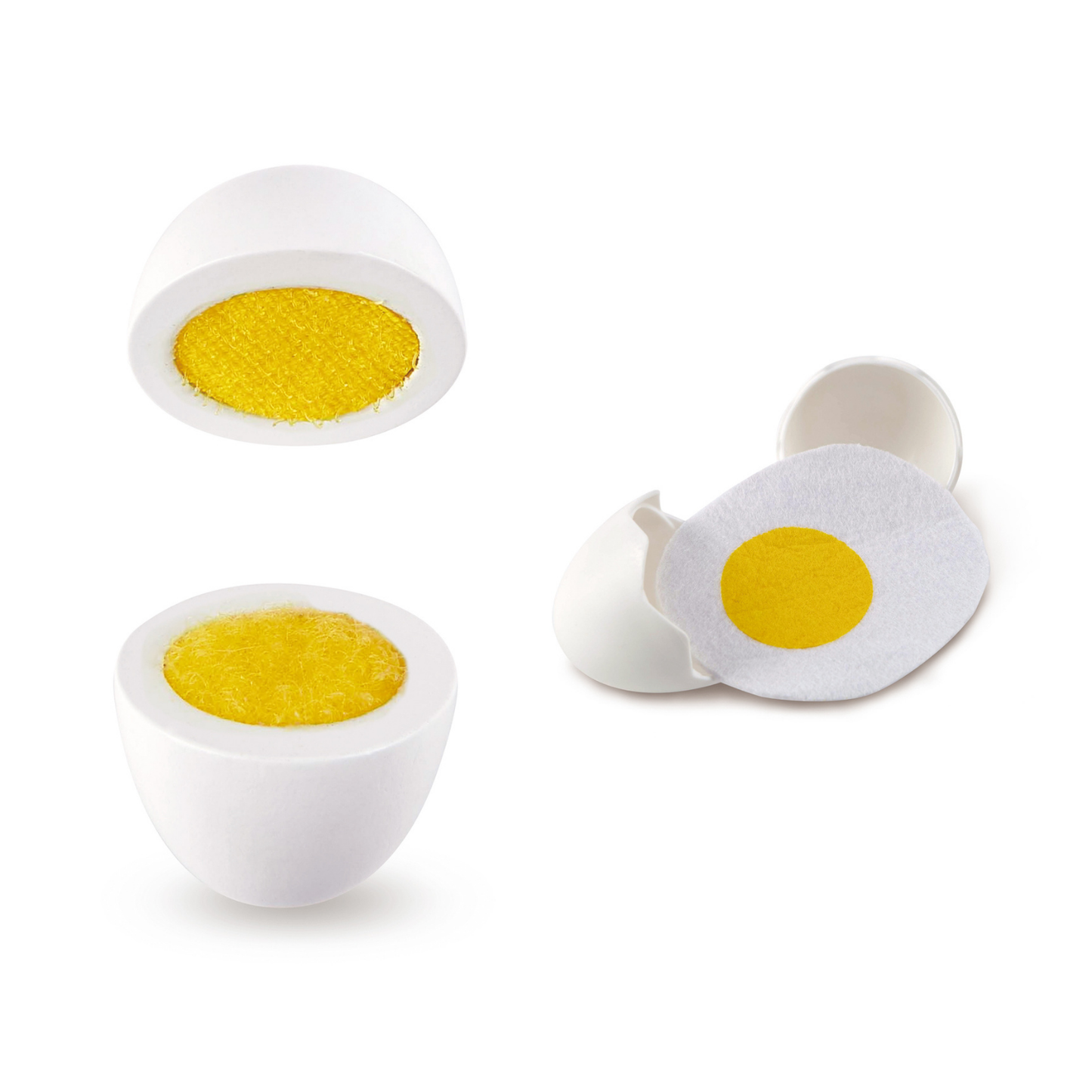 Set de huevos de madera y tela 06 piezas
