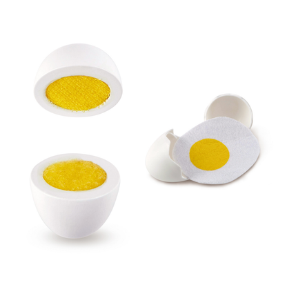 Set de huevos de madera y tela 06 piezas