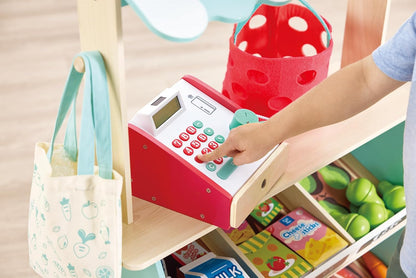 Tienda de mercado de madera frutas y verduras 62 piezas Play Essentials