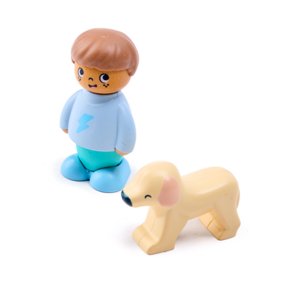 Hapeland set niño y perrito de madera + cuento