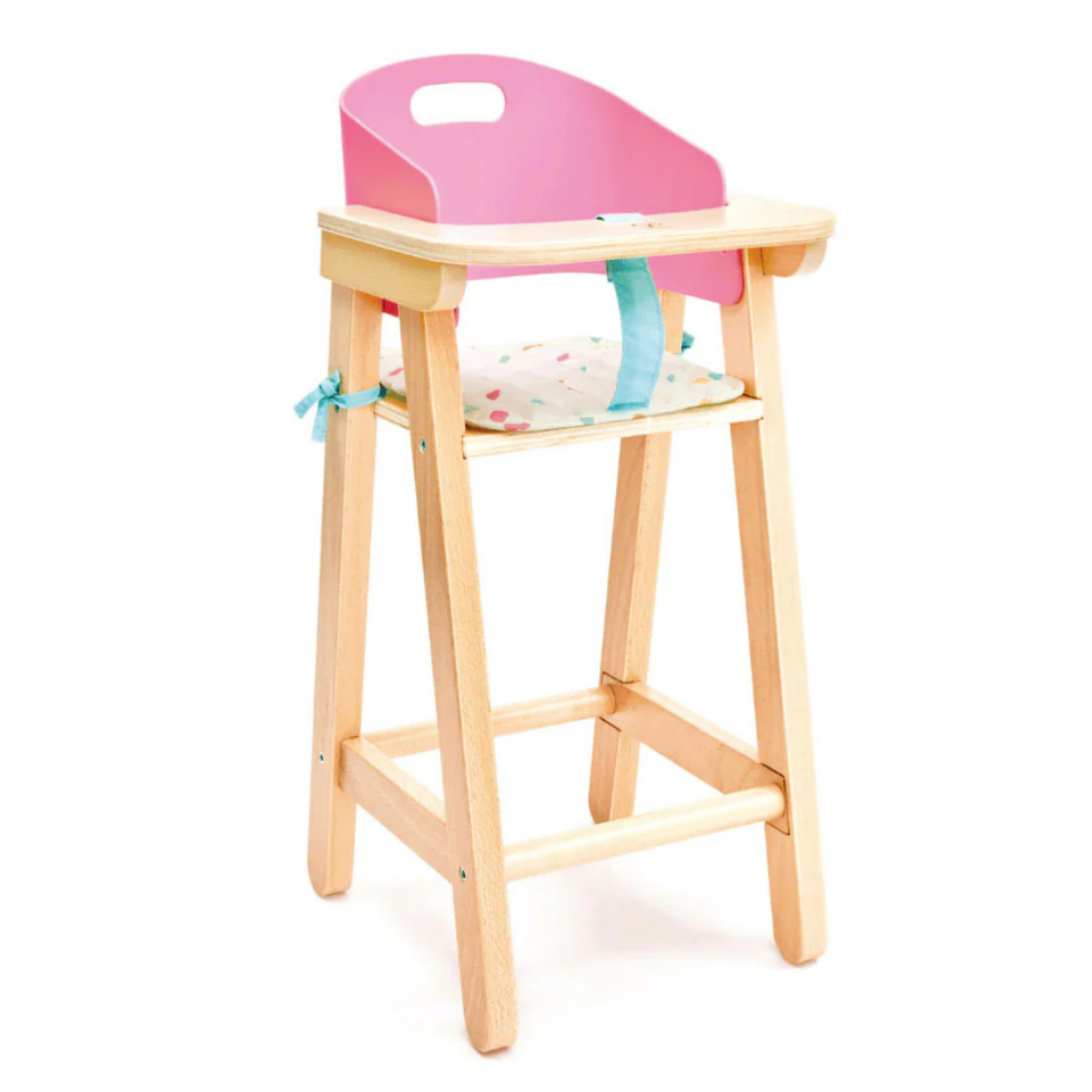 Silla de comer de madera y tela para muñecas 02 piezas