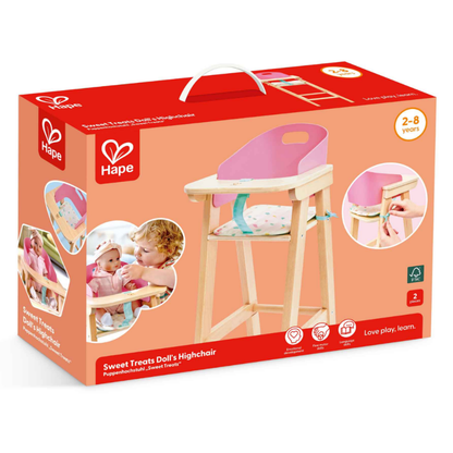 Silla de comer de madera y tela para muñecas 02 piezas