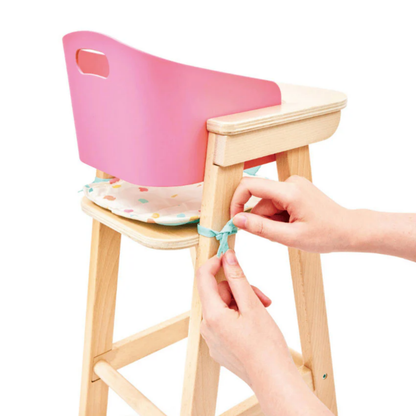 Silla de comer de madera y tela para muñecas 02 piezas